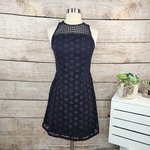 Tory Burch Navy Blue Lace Fit and Flare Sleeveless‎ Dress Size 0